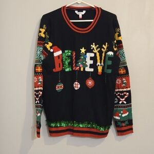No Boundaries Believe Ugly Christmas Sweater Size XXL Juniors